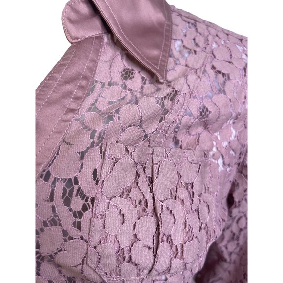 Halo Button Down Lace Blouse Small Dusty Pink Lace - Picture 6 of 8